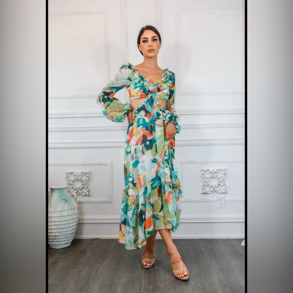 Floral Chiffon Dress - Picture 2 of 4